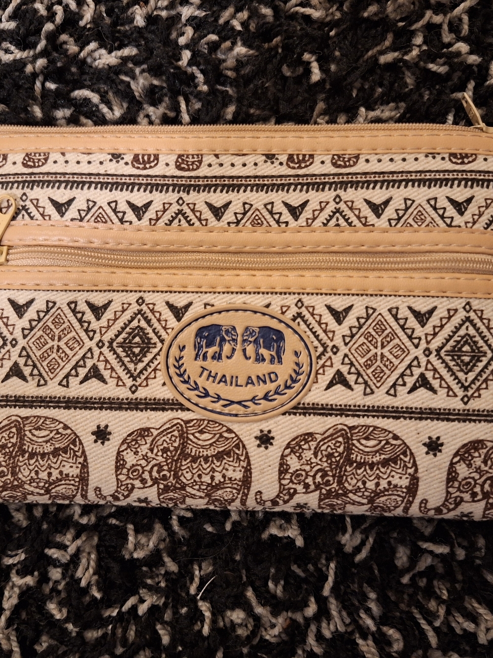 Thailand Elephant Print Beige Canvas Case